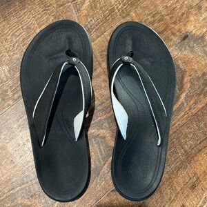 OluKai Black and White Women's Sandals